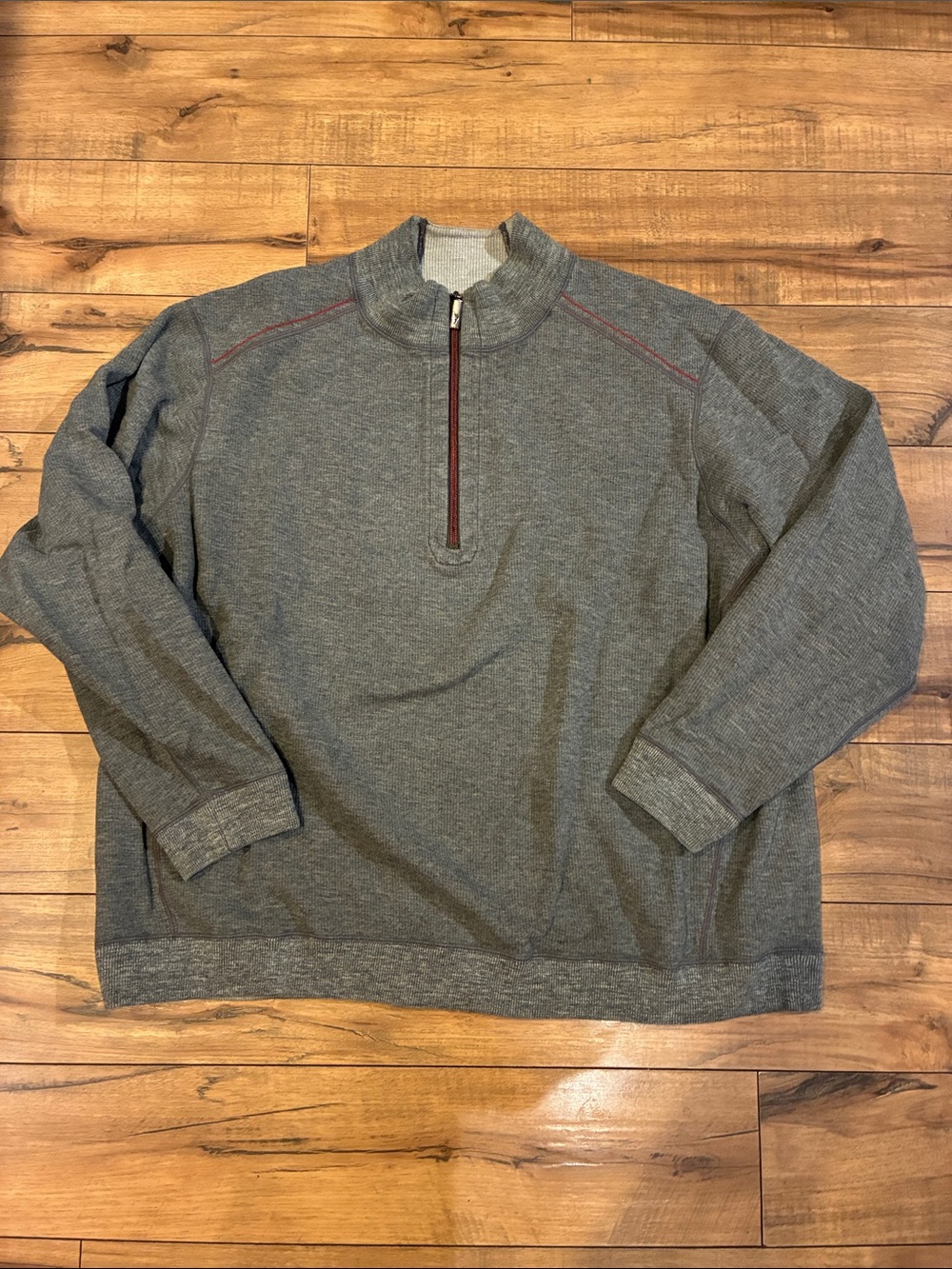 Tommy Bahama Gray Quarter-Zip Pullover with Maroon Trim Reversible
